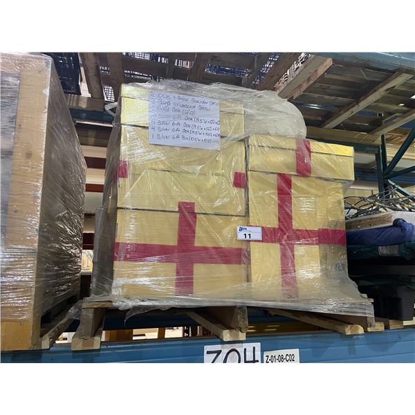 PALLET OF ASSORTED DECORATIVE GIFT BOXES, BAGS, & FAUX SNOW