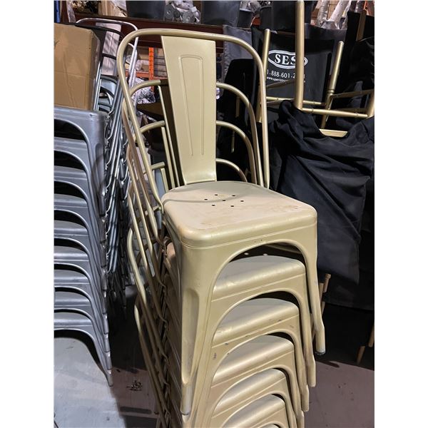 8 OUTDOOR EVENT METAL GOLD CHAIRS