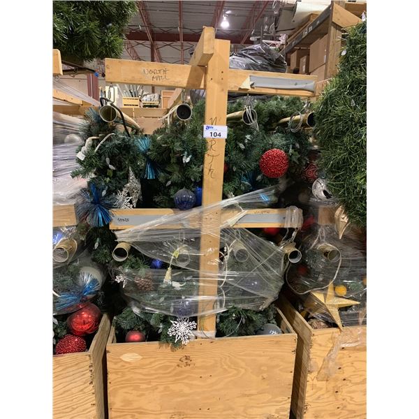 MOBILE CART OF 10' GOLD POLE ILLUMINATED CHRISTMAS SWAG GARLAND DISPLAYS *MOBILE CART INCLUDED*