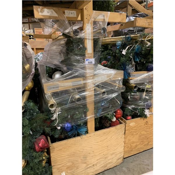 MOBILE CART OF 10' GOLD POLE ILLUMINATED CHRISTMAS SWAG GARLAND DISPLAYS *MOBILE CART INCLUDED*