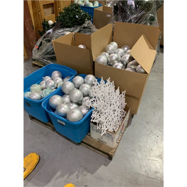 PALLET OF ASSORTED LARGE CHRISTMAS BULBS & DECORATION ITEMS