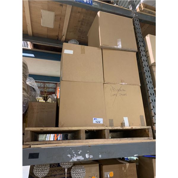 PALLET OF ASSORTED EVENT DECOR LAMP SHADES & ITEMS