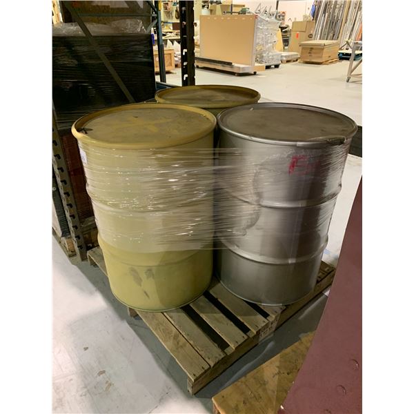 3 METAL STORAGE BARRELS