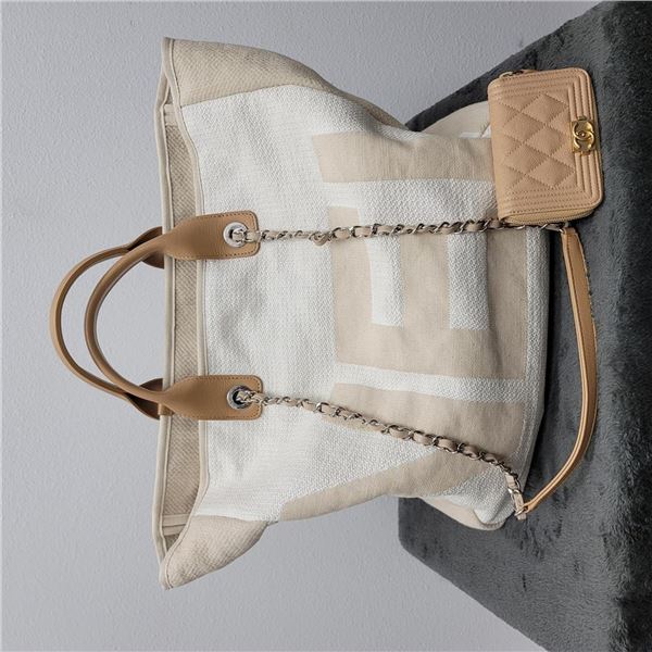 Chanel CC SHW Canvas Tote Bag in Canvas Cream