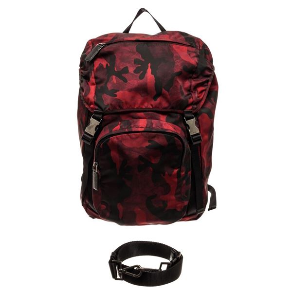 Prada Red Camouflage Tessuto Backpack