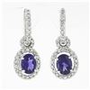 Image 1 : 18k White Gold 3.80 ctw FINE Oval Cut Purple Amethyst Diamond Drop Dangle Earrin