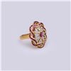 Image 2 : Heavy 18k Yellow Gold Ruby & Diamond Art Deco Style Ring