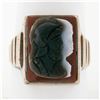 Image 1 : Men's Antique Victorian 10k Gold Carved Trojan Agate on Carnelian Cocktail Ring