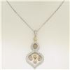 Image 3 : 18k White and Yellow Gold 2.10 ctw White and Yellow Diamond Dangle Pendant Neckl