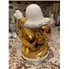 Image 2 : Lucky Budda Of Wealth Gold Detailed Porcelain Statue