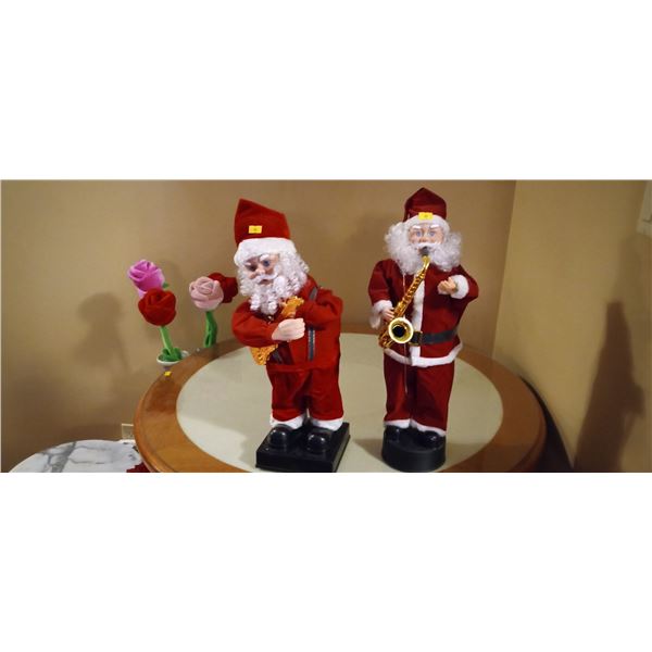 Set Of Musical Santa Statues