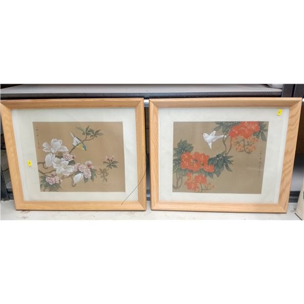 Set Of Nature Themed Chinese Style Framed Prints 22 x 18