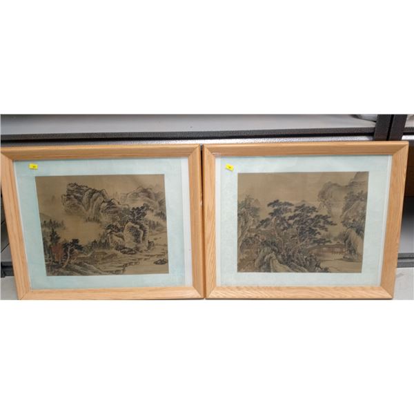 Set Of Landscape Chinese Style Framed Prints 22 x 18