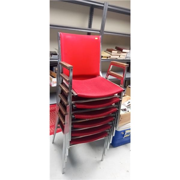 Set Of 6 Matching Stackable Red Chairs
