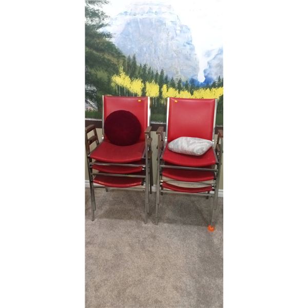 Set Of 6 Matching Stackable Red Chairs