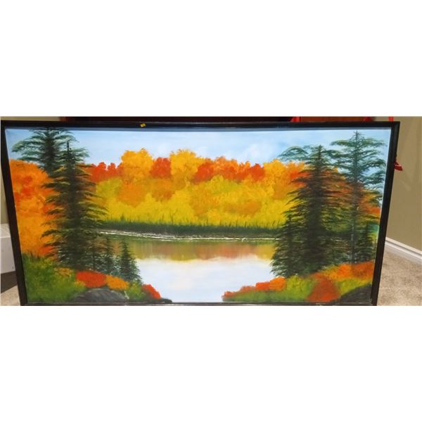 Framed River Valley In Fall Print 72 x 38