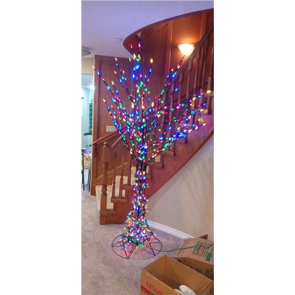 Wire Christmas Tree With Rainbow Lights 8Ft