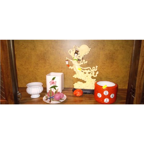 Assorted Chinese Home Decor Stone Egg, Plastic Statue And More