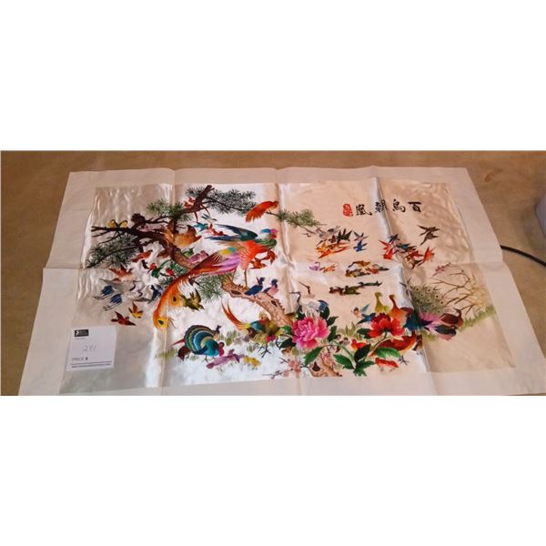 Beautiful Chinese Silk Art Of Various Birds  (Very Fragile)