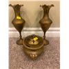 Image 1 : Set Of Decorative Brass Vases And Jar