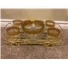 Image 1 : Gold Detailed Glass Set With Wagon Serving Tray
