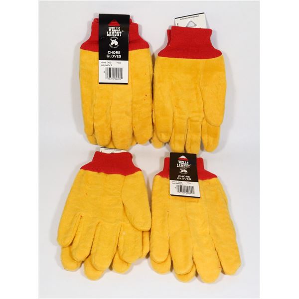 4 NEW PAIRS OF WELLS LAMONT CHORE GLOVES