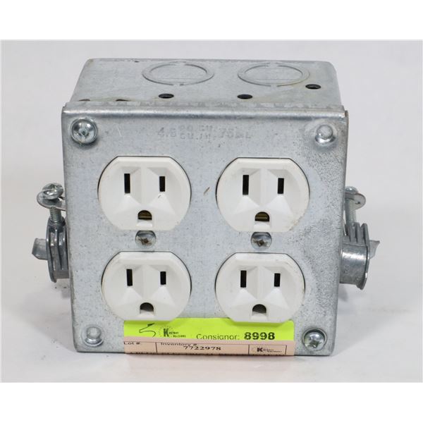 4 PLUG ELECTRICAL RECEPTACLE IN BOX WITH COVER