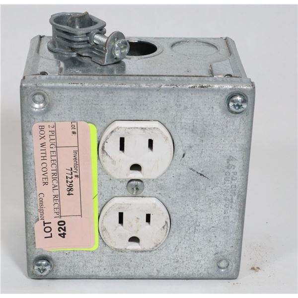 2 PLUG ELECTRICAL RECEPTACLE IN BOX WITH COVER