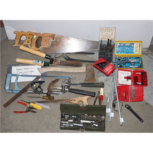TOOLS, ONE BOX OF TOOLS LEFT AFTER SALE OF