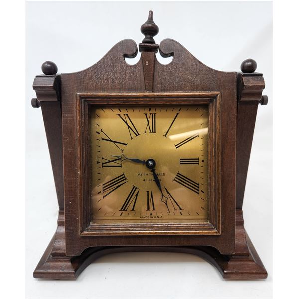 Antique Wooden Seth Thomas 4 Jewel Clock Made in the USA 8" x 8.5"