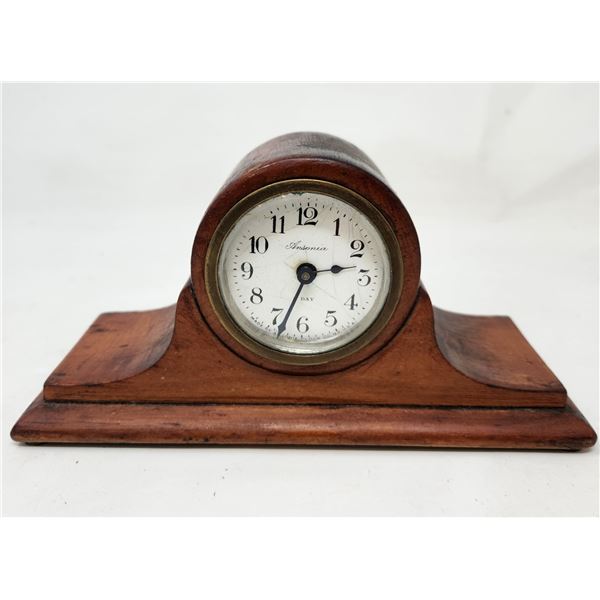 Antique Wooden Ansonia 8 Day Small Mantle Clock 7.5" x 3.5"