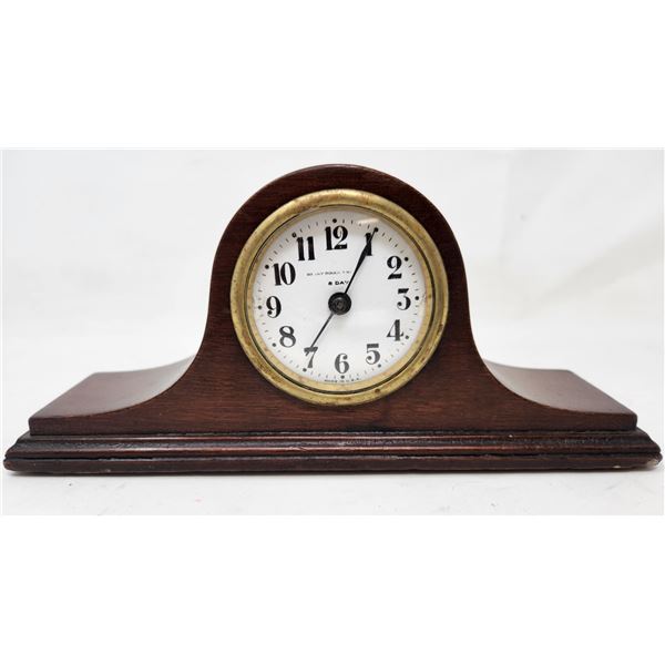 Antique Wooden Henry Birks & Sons 8 Day Small Mantle Clock 9" x 4"