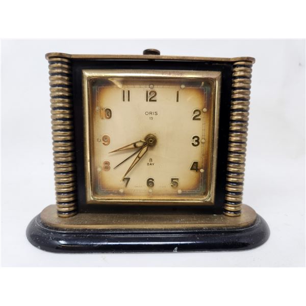 Antique Metal Oris 15 8 Day Clock 4.5" x 3"