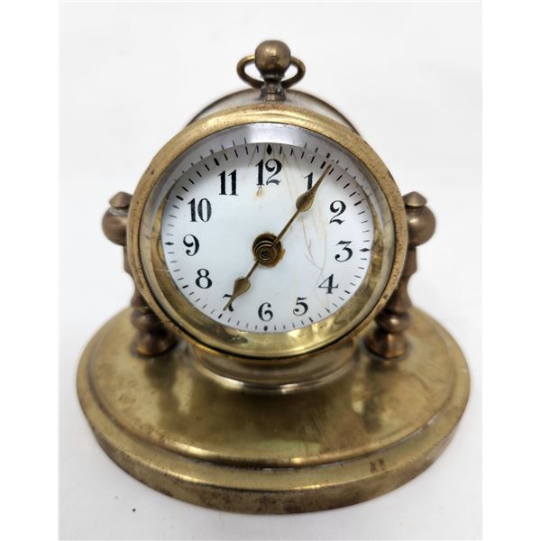 Antique Brass Clock 4.5" x 3.5"
