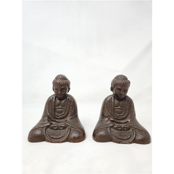 2 Cast Iron Buddhas