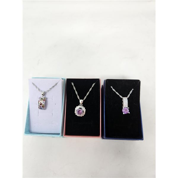 3 Silverplated Necklaces Stamped .925