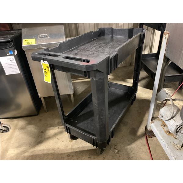 *NL* BLACK MOBILE 2 TIER PLASTIC SERVICE/UTILITY CART