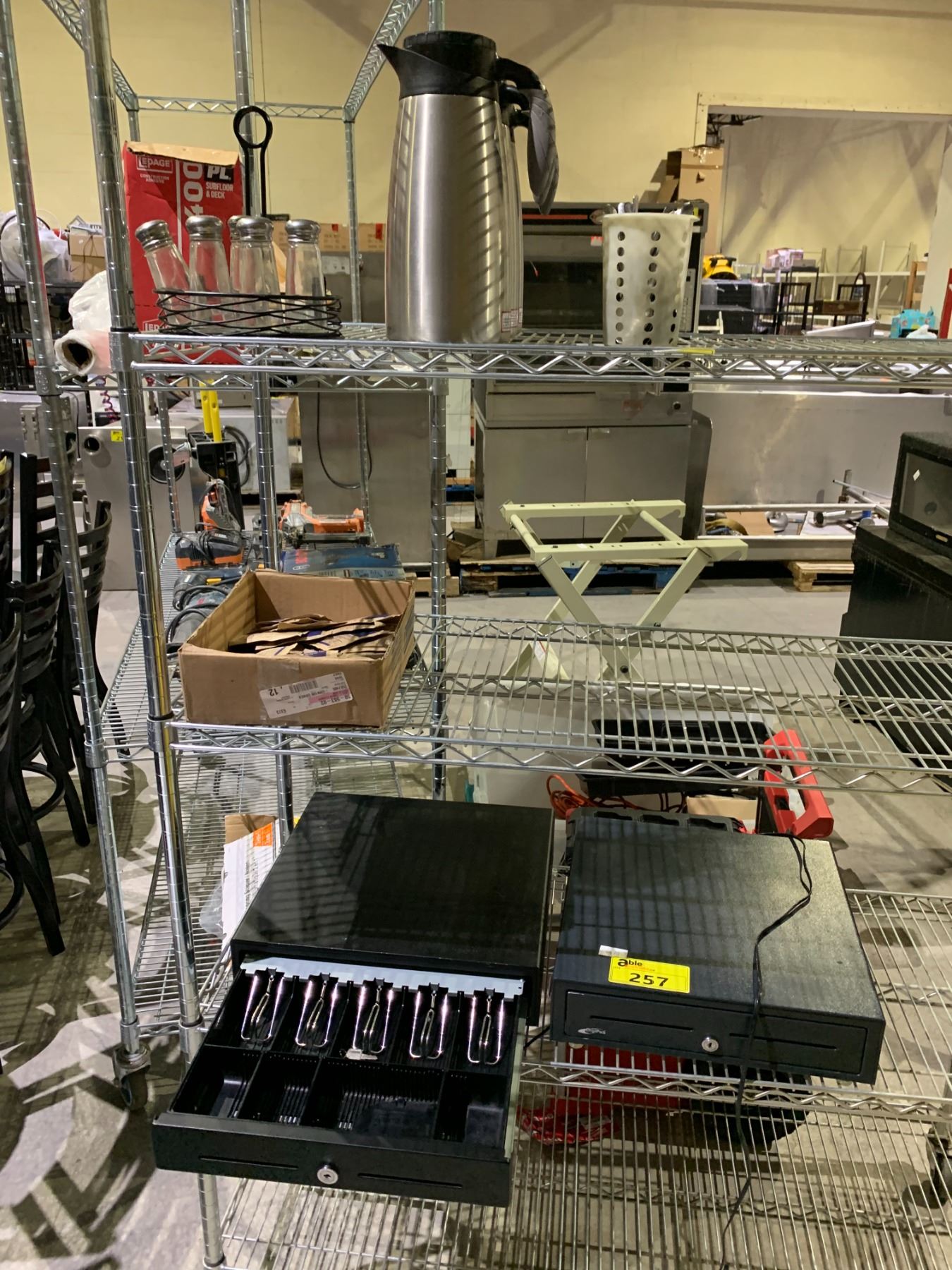 Cash Sorting Racks *SL* ENTIRE RACK OF CASH DRAWERS, UTENSILS, COFFEE CARAFES AND MORE ...