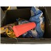 Image 2 : *NL* 4 LARGE PLASTIC STORAGE BINS & 1 BOX FULL OF ASSORTED DRY GOODS, PRICING GUNS/OFFICE SUPPLIES &