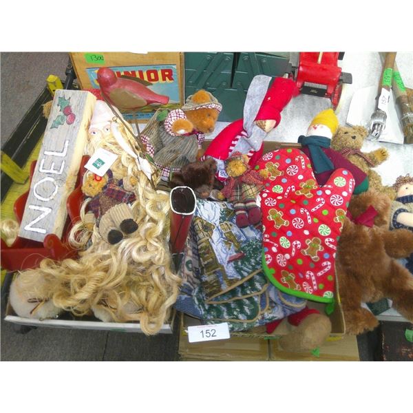 Christmas ornaments, stuffed animals