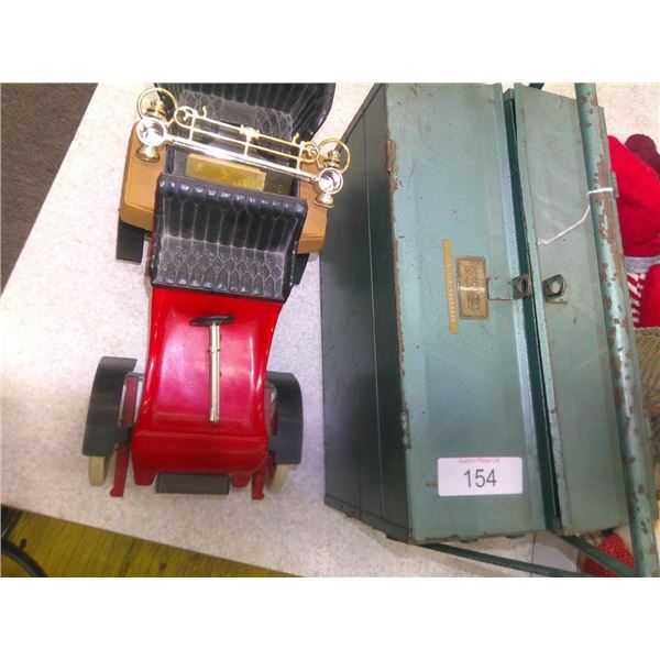 Metal canilever tool box, Vintage car toy