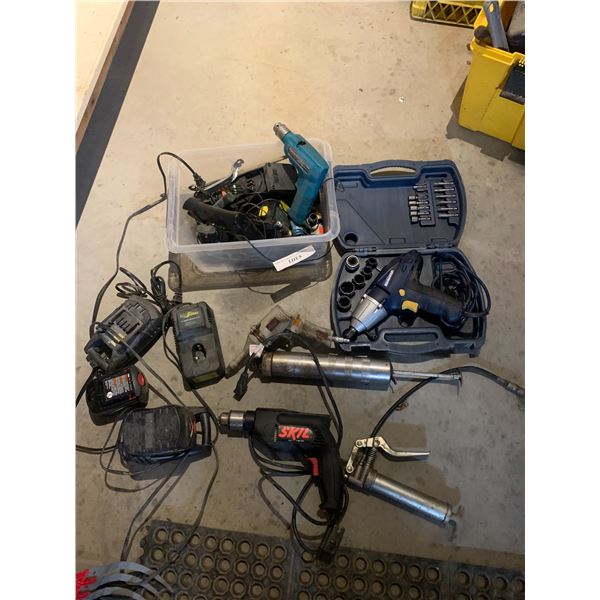 MasterCraft Impact Wrench Kit, Skil Drill, Neumatic Grease Gun, Small Grease Gun, 18v Battery