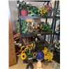 Image 1 : Huge Variety of Silk Flowers & Plants, Blue Garden Globe on Stand & Sunflowers in Lg Iridescent Blac