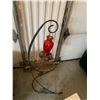 Image 6 : Ceramic Swan Pedestal (Corner Chipped) & Metal Garden Stand w Hummingbird Feeder