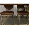 Image 5 : Vintage Table w 2 Green Chairs & 6 Brown Chairs (Require Reupholstering)
