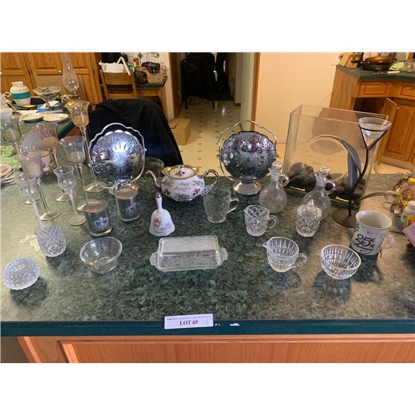 Large Glass Vase, Pair of 3 Tiered Serving Dishes, Staggered Candle Holders, Tealights/Holders, Anni