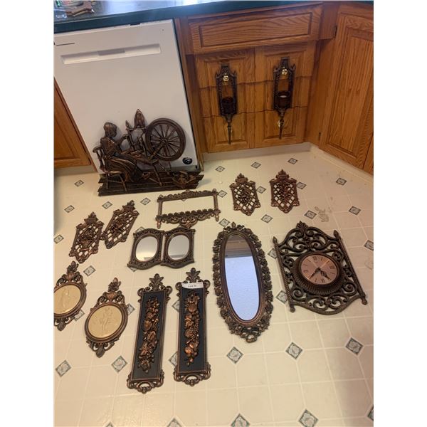 Large Variety of Copper-ware including Candle Holders, Wall Decor, Clock & Mirror