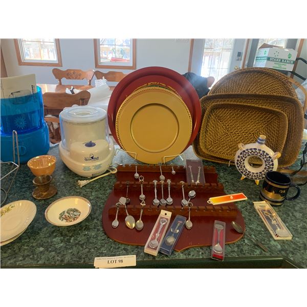 Vintage Aluminum Potato Masher Strainer, Teaspoons and Holder, Buffalo Blizzard & Quick Chill Ice Cr