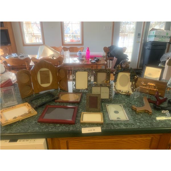 Variety of Picture Frames,  Picture Holders and Wagon Plaque