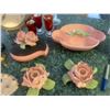 Image 2 : Glenmont Clock, Pink & Green Floral Candle Holders/Bowl/Dish (dish chipped flower), Angel Clock, Fla